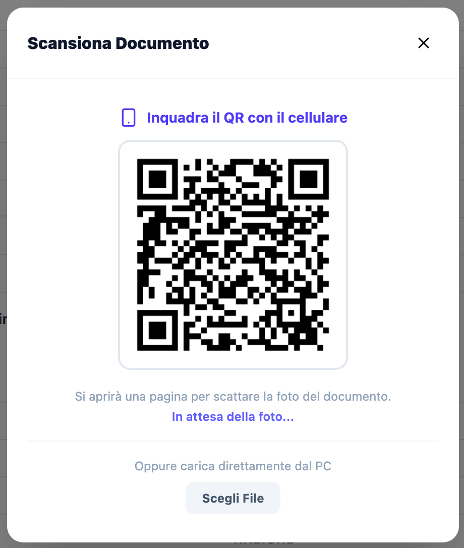 QR code per scansione documento da cellulare